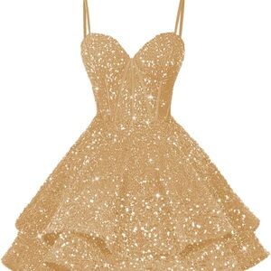 Gold Sequin Mini Dress